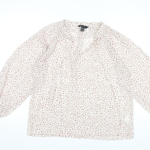 New Look Women’s Pink Polka Dot Long Sleeve Chiffon Blouse UK 12