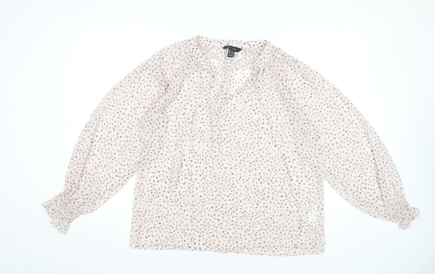 New Look Women’s Pink Polka Dot Long Sleeve Chiffon Blouse UK 12