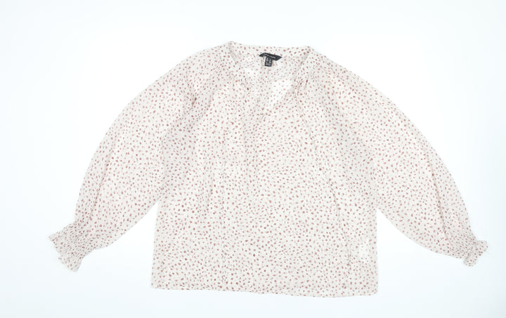 New Look Women’s Pink Polka Dot Long Sleeve Chiffon Blouse UK 12