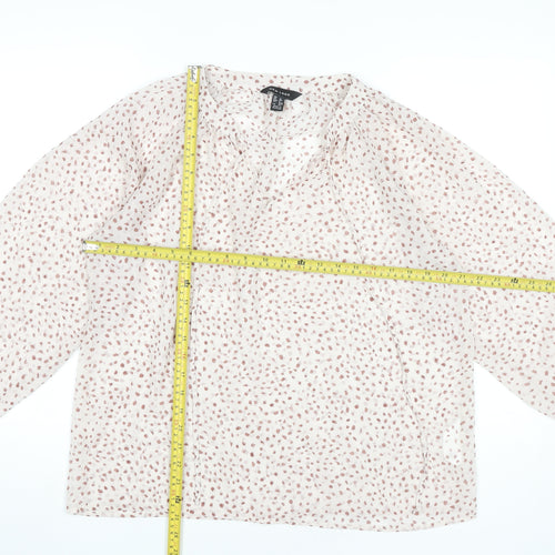 New Look Women’s Pink Polka Dot Long Sleeve Chiffon Blouse UK 12