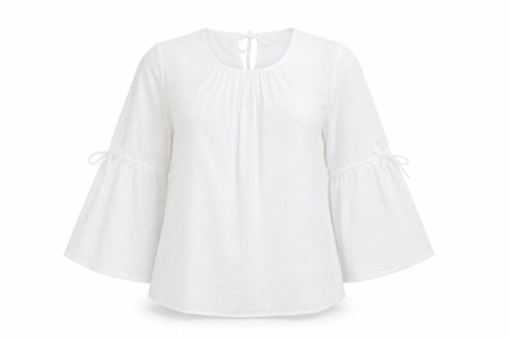 Front view of Marks & Spencer Women’s White, size UK 12, Chiffon Tunic Blouse