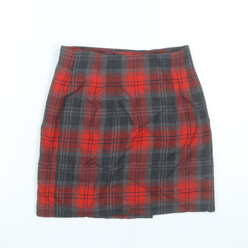 Creazioni by Santino Women Red Plaid Wool Knee Pencil Skirt M