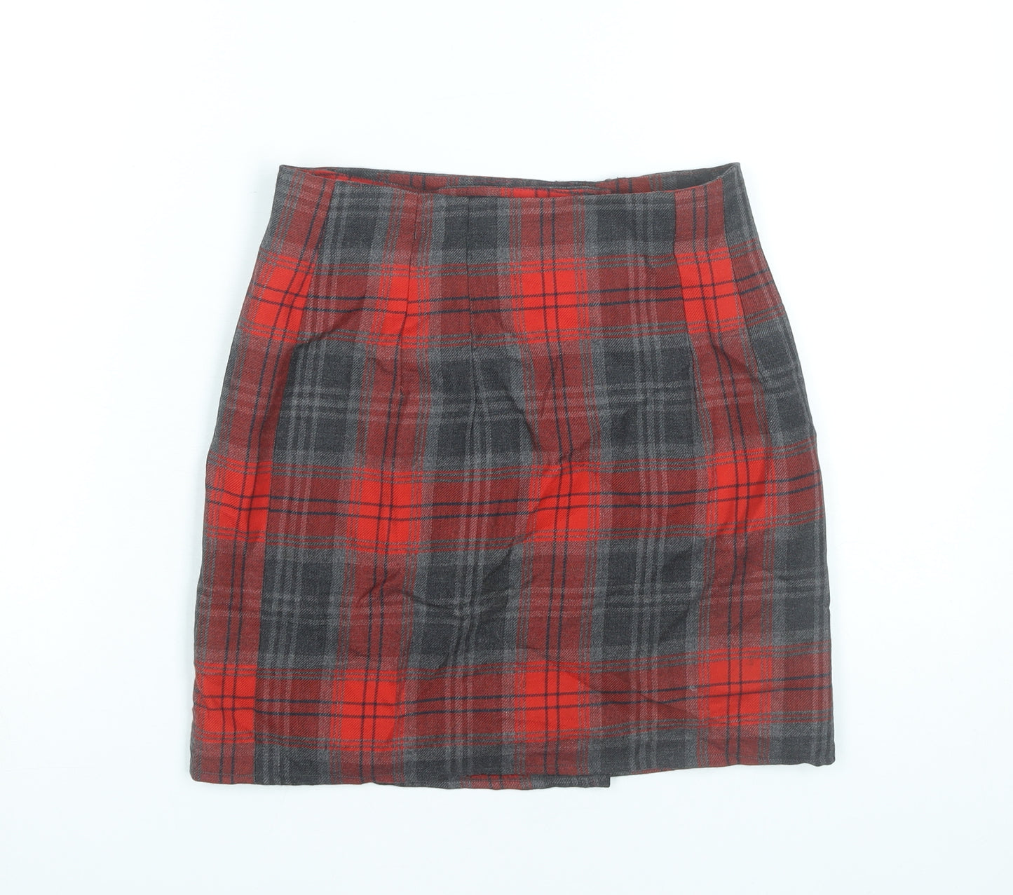Creazioni by Santino Women Red Plaid Wool Knee Pencil Skirt M