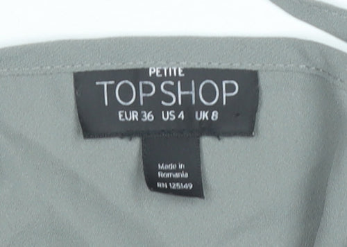 Topshop Women’s Grey Petite Size 8 Slip Dress Sleeveless Scoop Neck