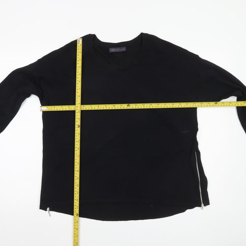 Marks and Spencer Womens Black Size 12 Pullover Jumper with Zip Detail
