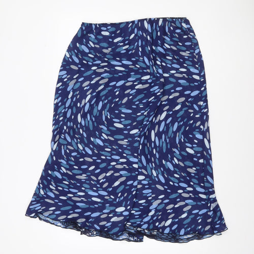 Wardrobe Womens Blue Geometric Flare Midi Skirt Size 16