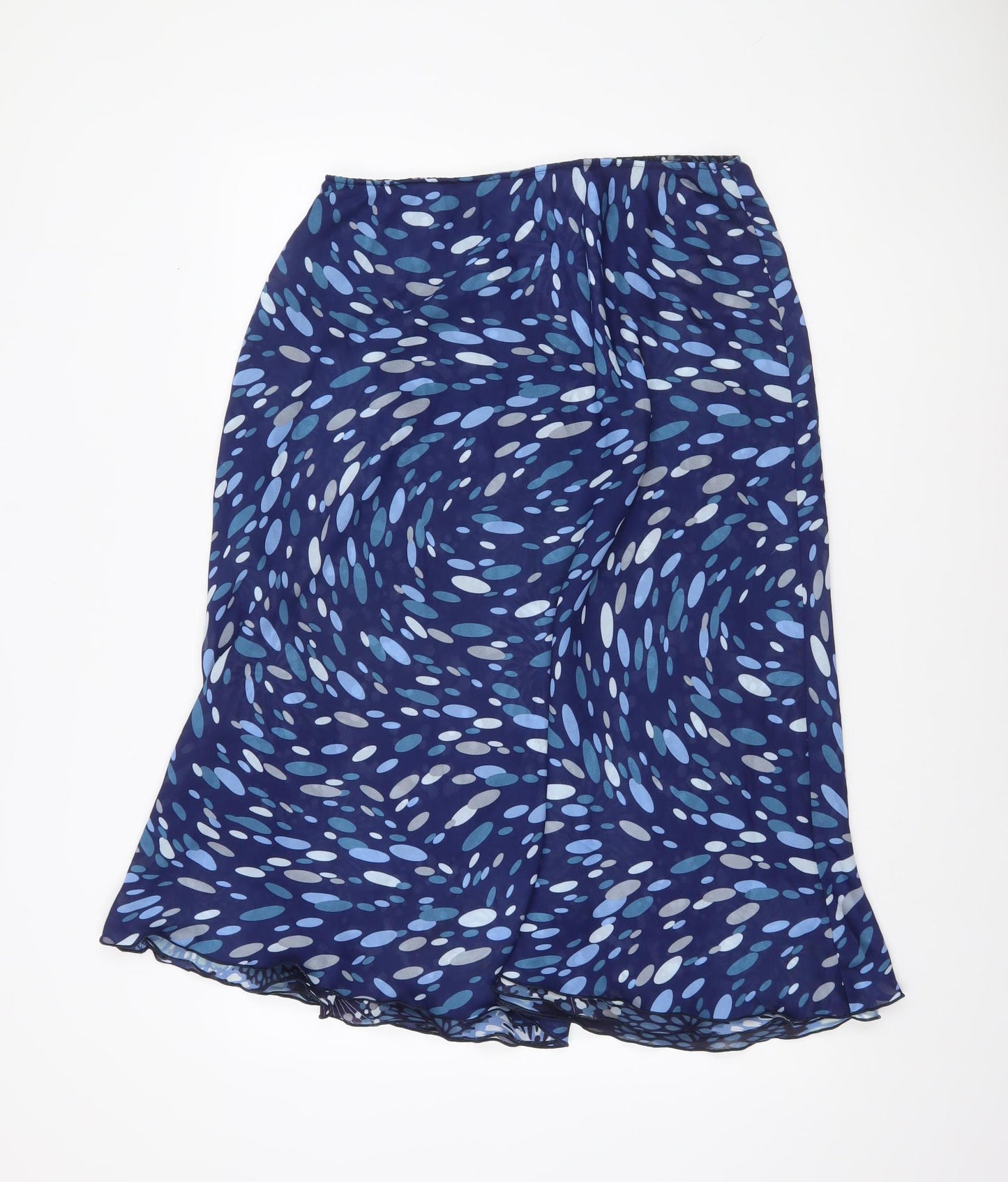 Wardrobe Womens Blue Geometric Flare Midi Skirt Size 16