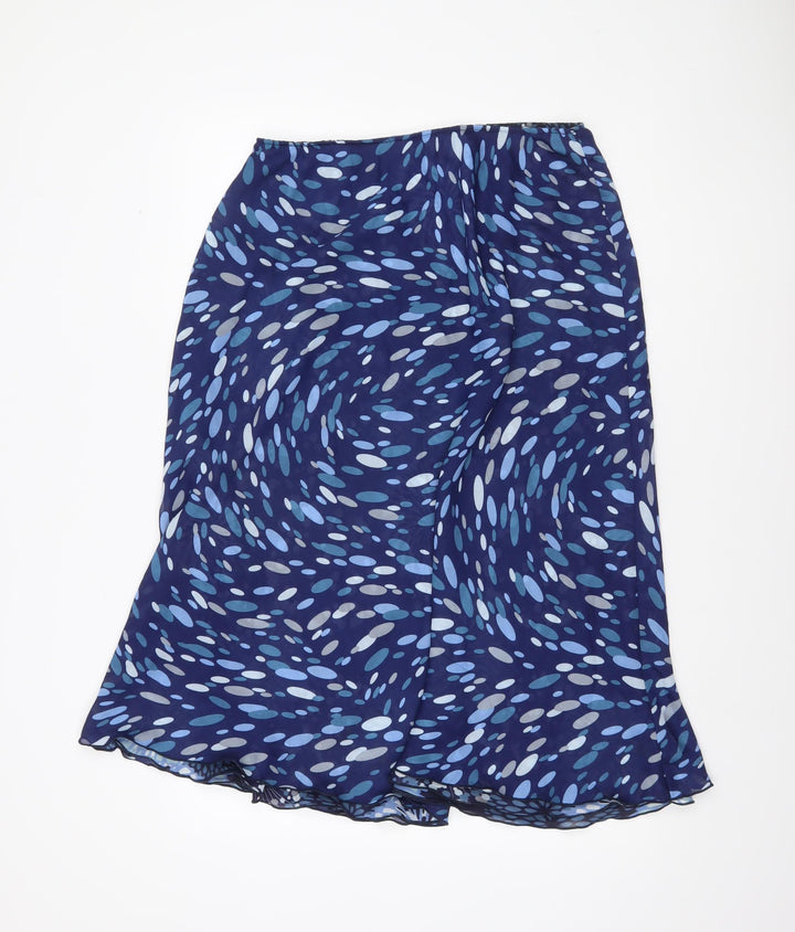 Wardrobe Womens Blue Geometric Flare Midi Skirt Size 16
