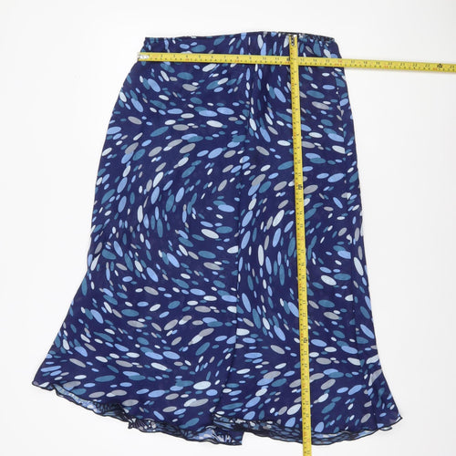Wardrobe Womens Blue Geometric Flare Midi Skirt Size 16