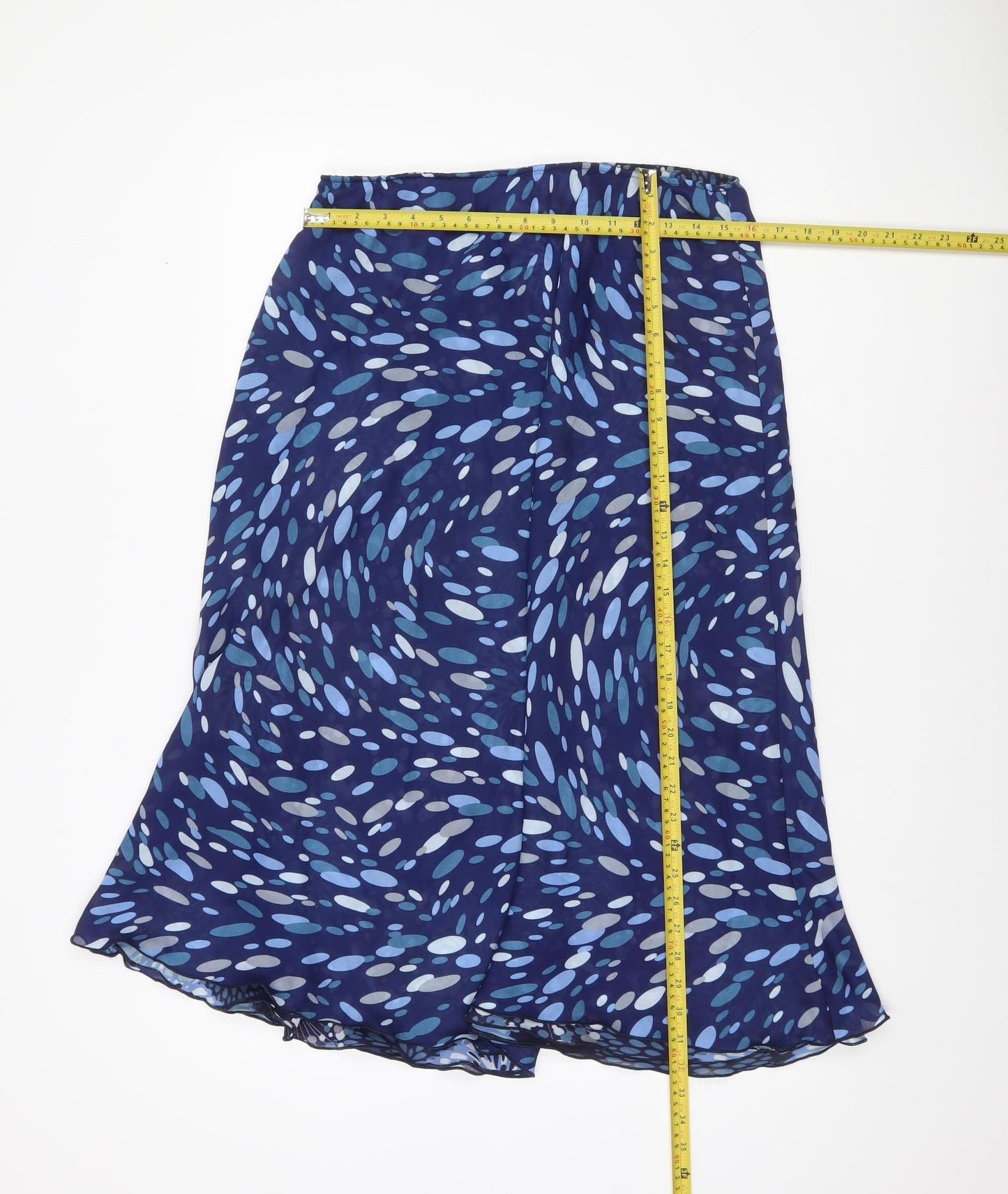 Wardrobe Womens Blue Geometric Flare Midi Skirt Size 16