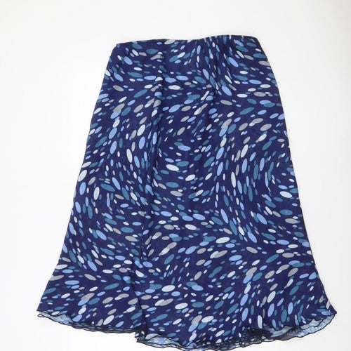 Wardrobe Womens Blue Geometric Flare Midi Skirt Size 16