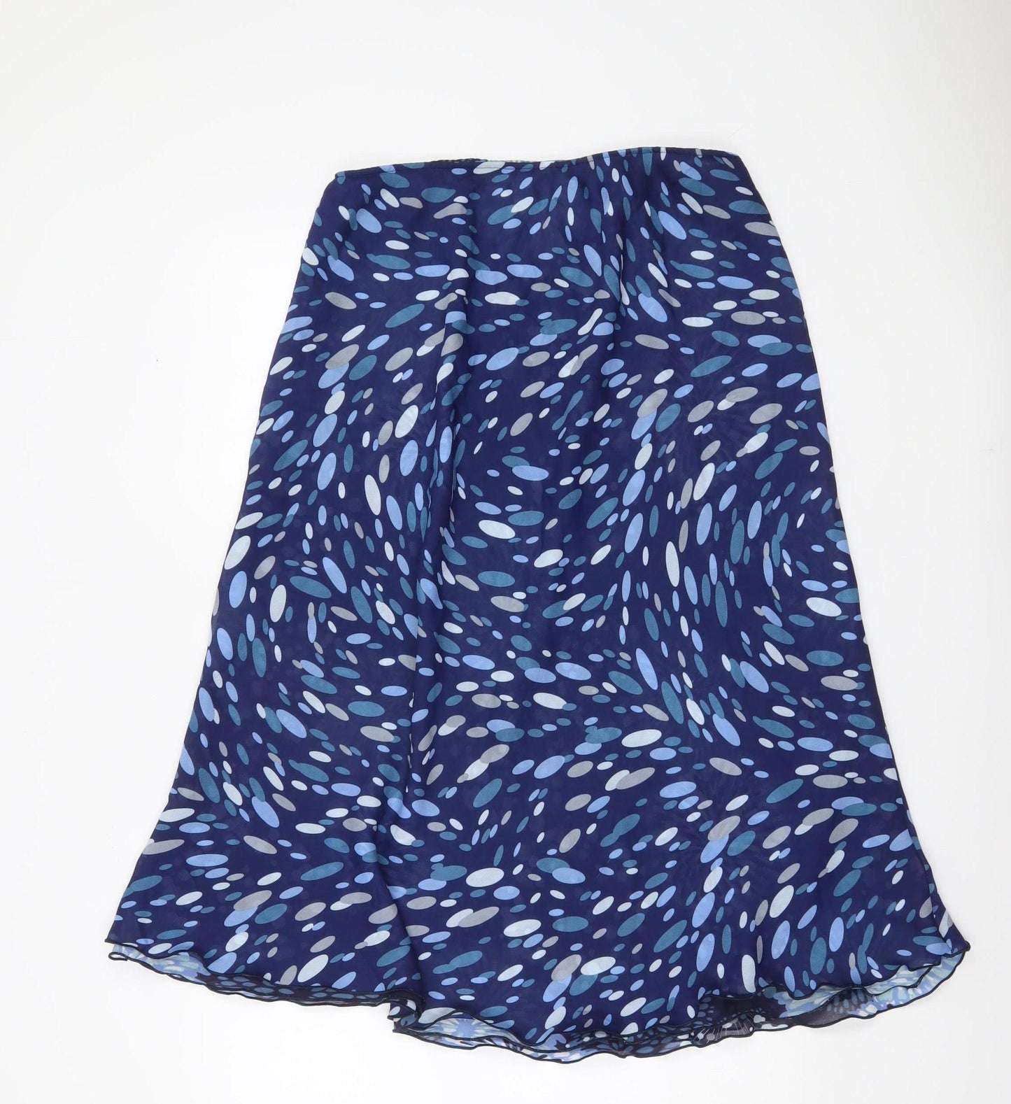 Wardrobe Womens Blue Geometric Flare Midi Skirt Size 16