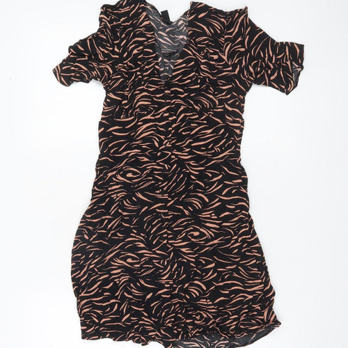 Nobody's Child Women's Black Animal Print Short Bodycon Dress Size 8