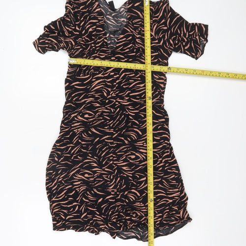 Nobody's Child Women's Black Animal Print Short Bodycon Dress Size 8