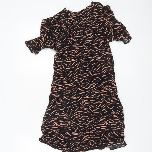 Nobody's Child Women's Black Animal Print Short Bodycon Dress Size 8
