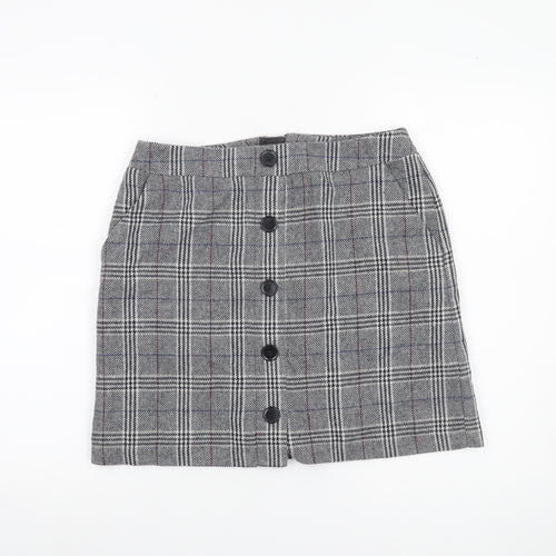 Marks and Spencer Womens Grey Check Tweed Skirt Size 10 Workwear