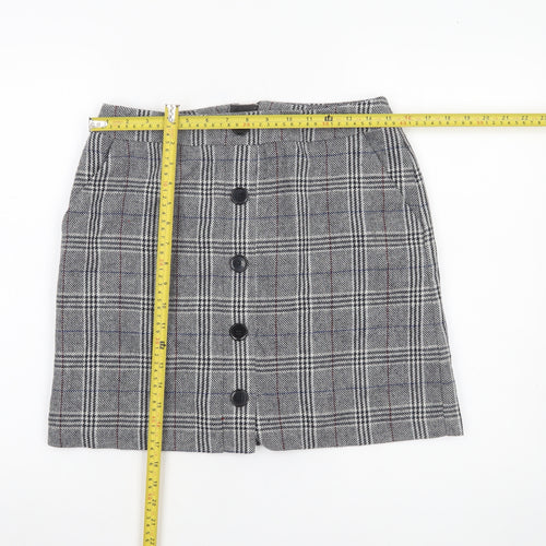 Marks and Spencer Womens Grey Check Tweed Skirt Size 10 Workwear