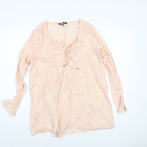 Laura Ashley Women’s Beige Cotton Tunic Blouse Size 14