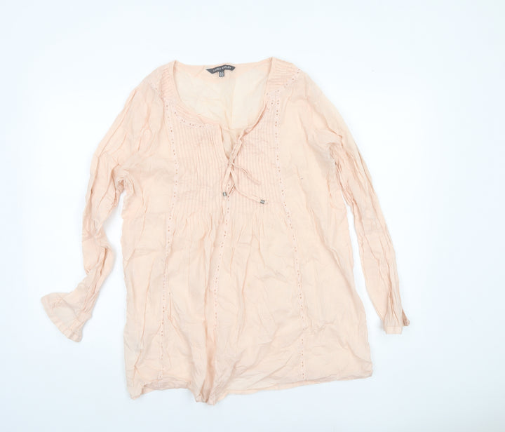 Laura Ashley Women’s Beige Cotton Tunic Blouse Size 14
