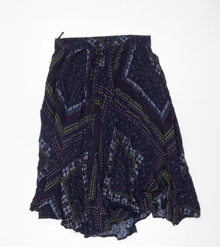 Marks and Spencer Womens Navy Multicoloured Size 10 Peasant Skirt