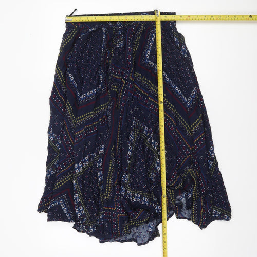Marks and Spencer Womens Navy Multicoloured Size 10 Peasant Skirt