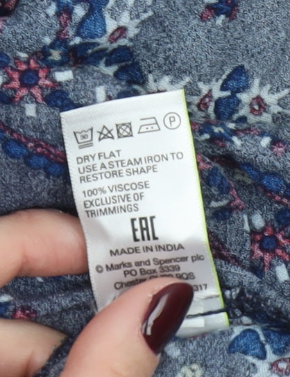 Marks and Spencer Womens Navy Multicoloured Size 10 Peasant Skirt