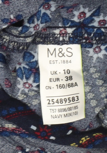 Marks and Spencer Womens Navy Multicoloured Size 10 Peasant Skirt