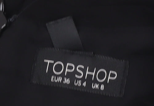 Topshop Women’s Black Floral Embroidered Short Dress Size 8