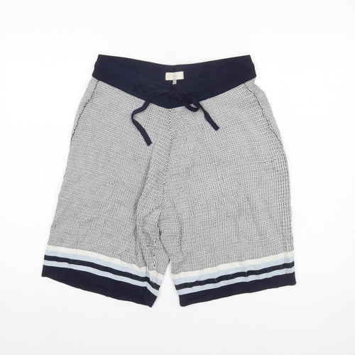 Moss Women Blue Knit Sweat Shorts Size M Casual Drawstring Summer