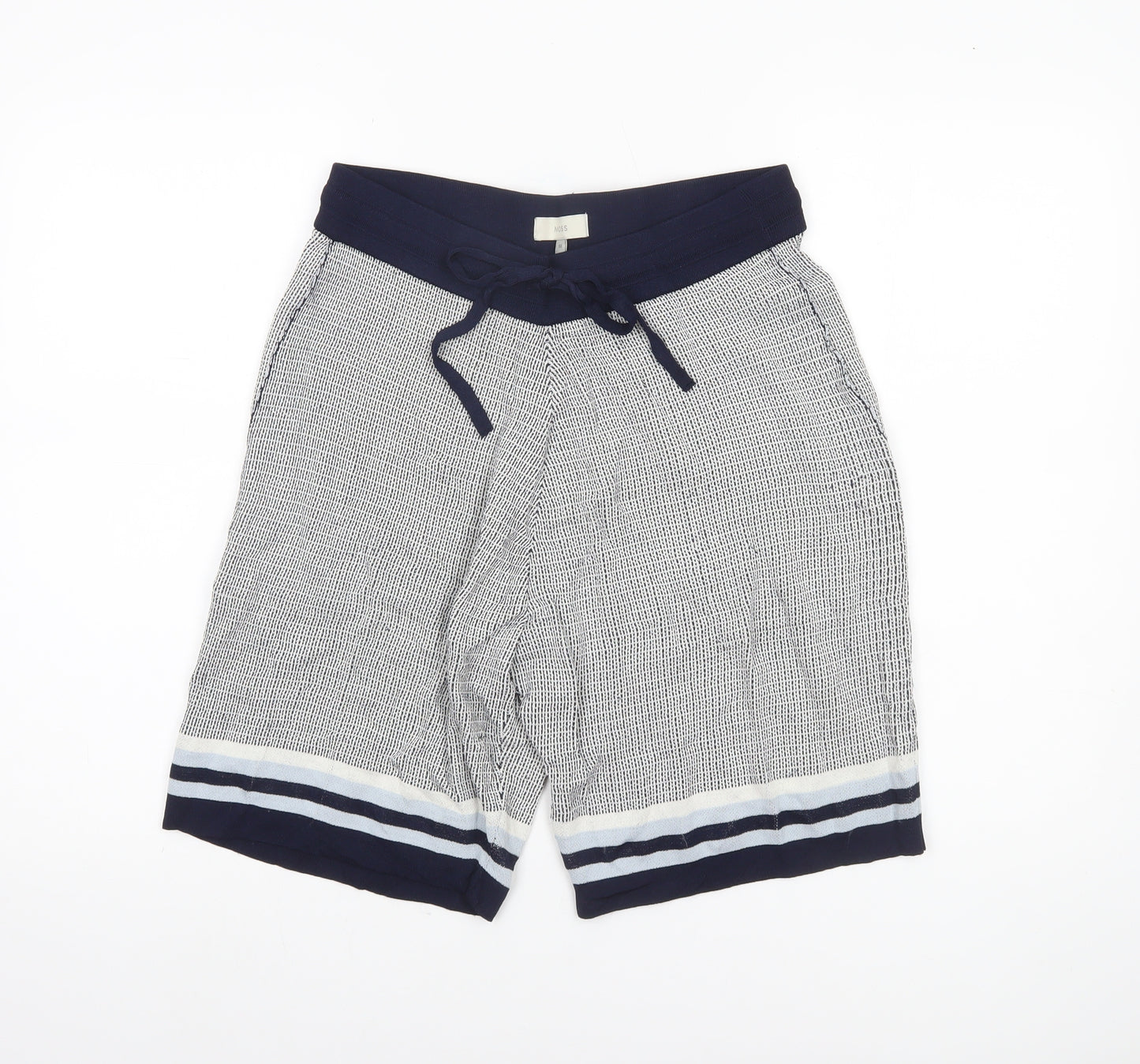 Moss Women Blue Knit Sweat Shorts Size M Casual Drawstring Summer