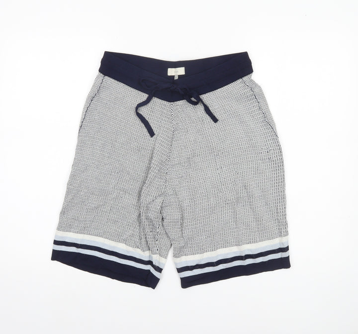 Moss Women Blue Knit Sweat Shorts Size M Casual Drawstring Summer