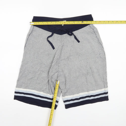 Moss Women Blue Knit Sweat Shorts Size M Casual Drawstring Summer