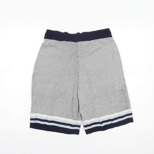 Moss Women Blue Knit Sweat Shorts Size M Casual Drawstring Summer
