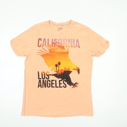 Easy Men’s Orange California Graphic T-Shirt Size M Cotton