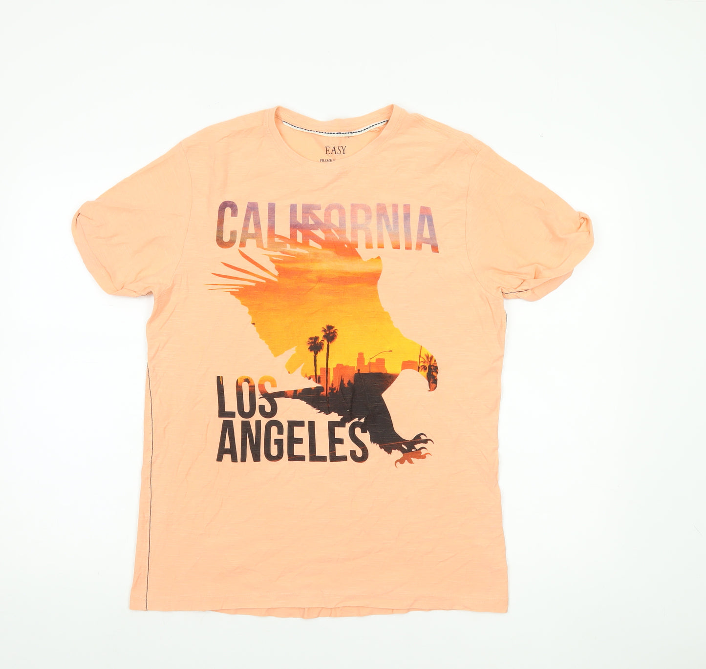 Easy Men’s Orange California Graphic T-Shirt Size M Cotton