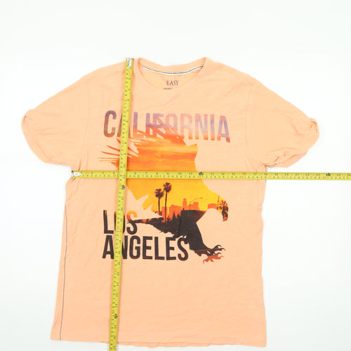 Easy Men’s Orange California Graphic T-Shirt Size M Cotton