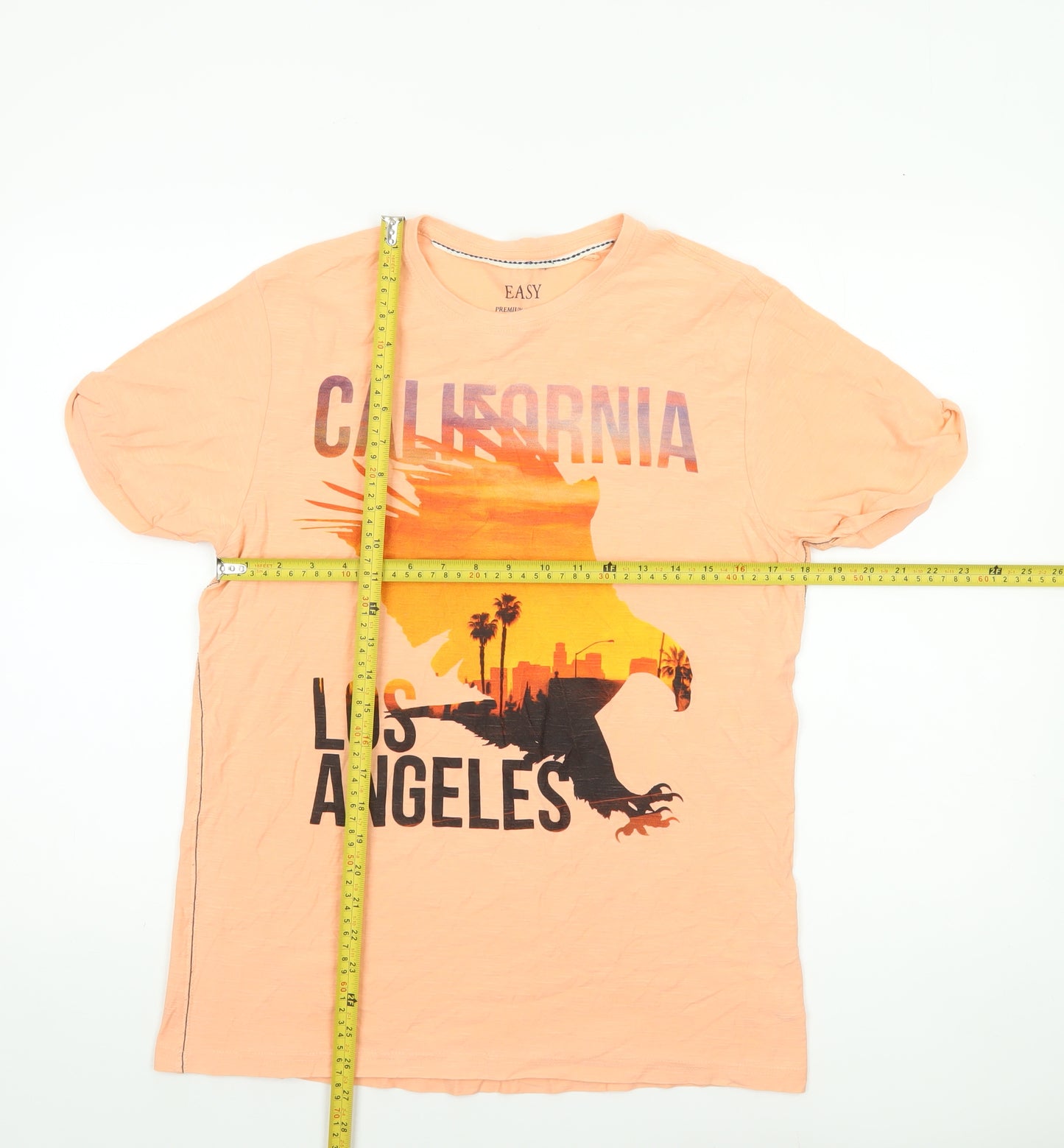 Easy Men’s Orange California Graphic T-Shirt Size M Cotton