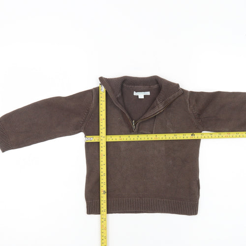 Obaibi Boys Brown Cotton Half Zip Collar Jumper 2 Years