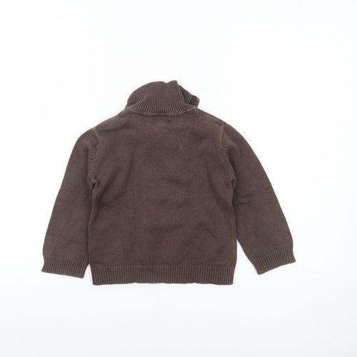 Obaibi Boys Brown Cotton Half Zip Collar Jumper 2 Years