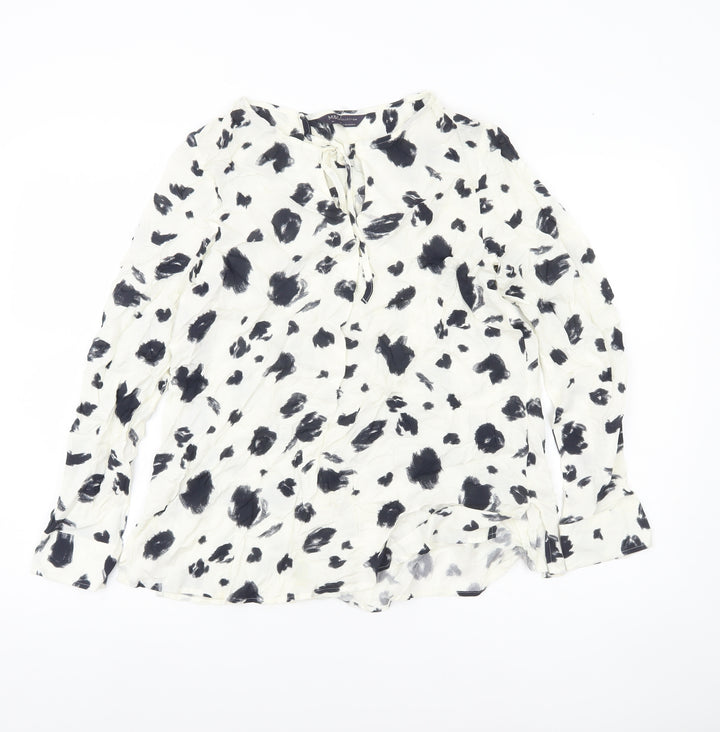 Marks and Spencer Womens Black White Animal Print Blouse Size 10