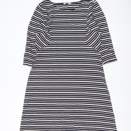 Marks and Spencer Womens Black White Striped Shift Dress Size 14
