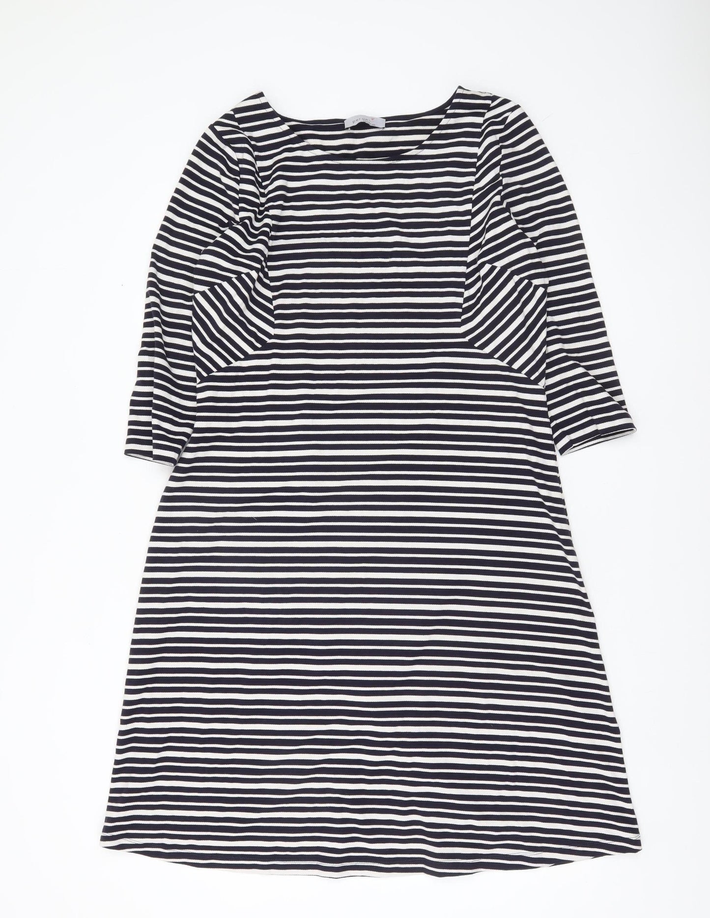 Marks and Spencer Womens Black White Striped Shift Dress Size 14