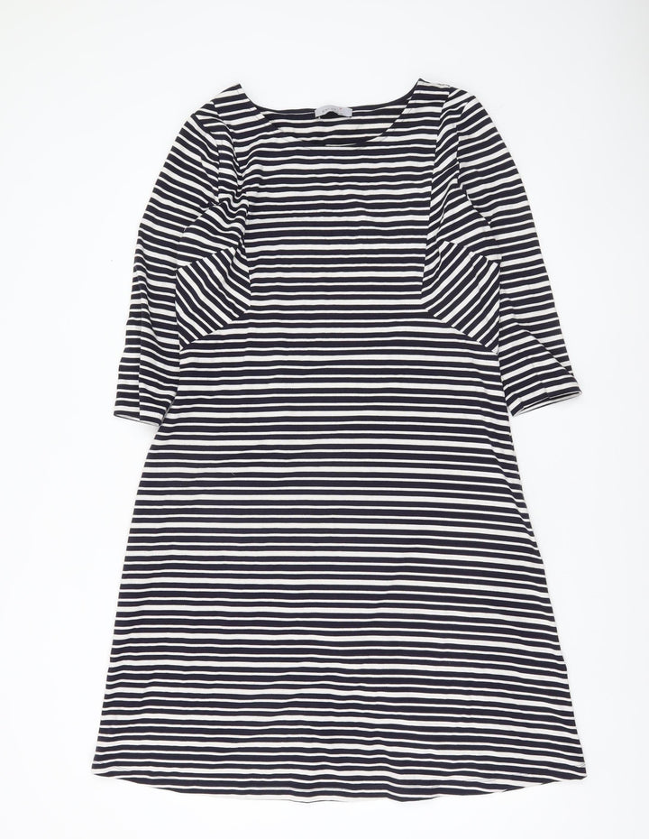 Marks and Spencer Womens Black White Striped Shift Dress Size 14