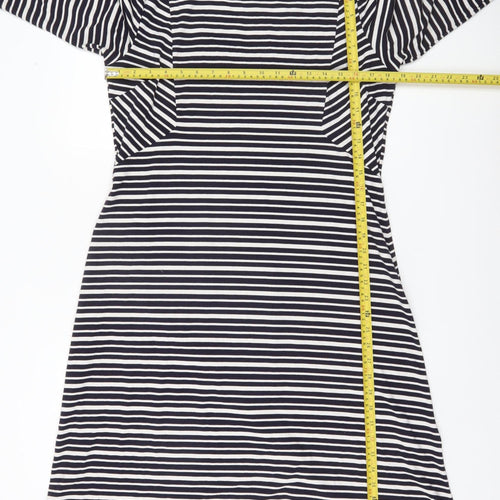 Marks and Spencer Womens Black White Striped Shift Dress Size 14