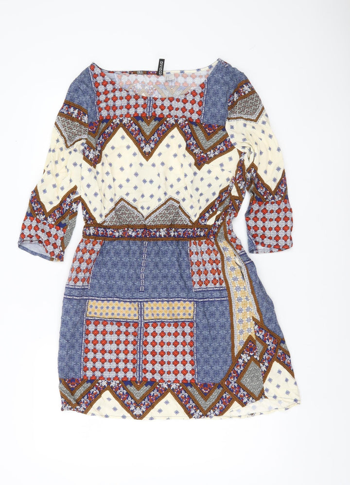 H&M Divided Women’s Multicoloured Size 10 Boho Geometric Shift Dress