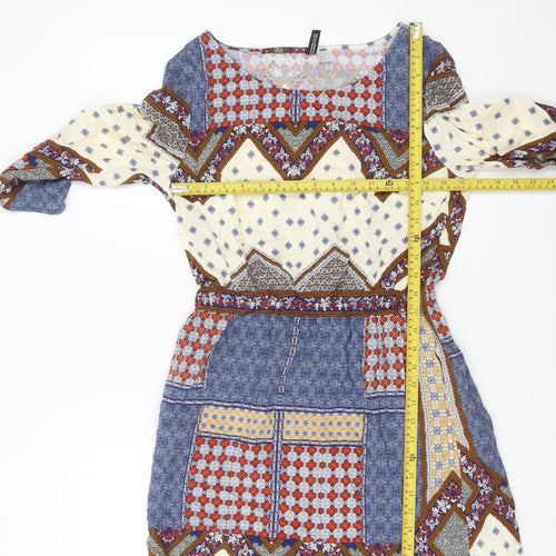 H&M Divided Women’s Multicoloured Size 10 Boho Geometric Shift Dress