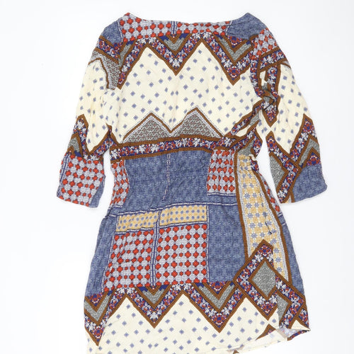 H&M Divided Women’s Multicoloured Size 10 Boho Geometric Shift Dress