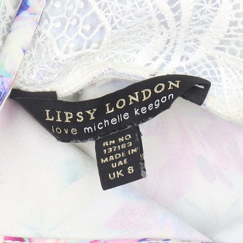 Lipsy London Women’s Multicoloured Floral Lace Trim Playsuit UK 8