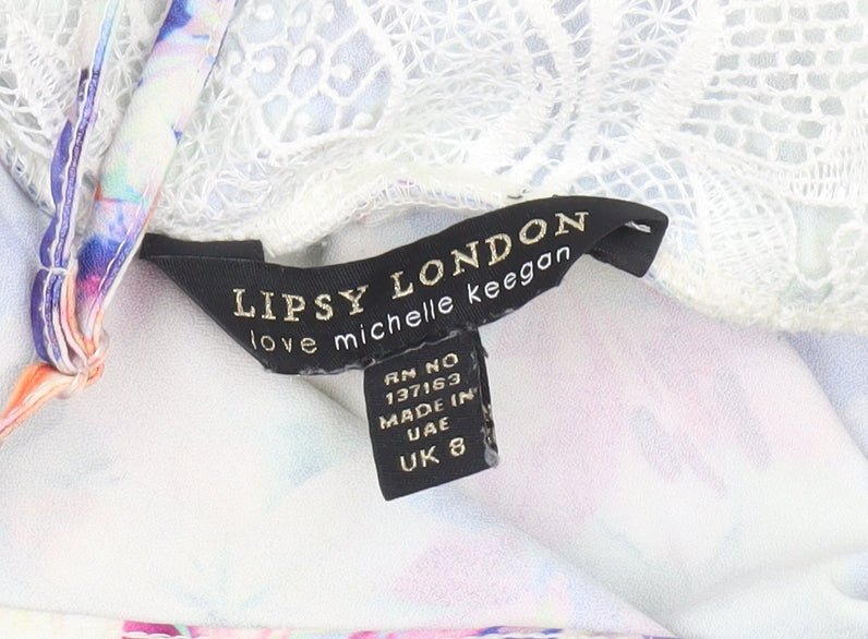 Lipsy London Women’s Multicoloured Floral Lace Trim Playsuit UK 8