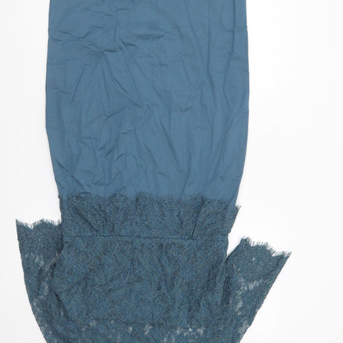 Phase Eight Women Blue Lace Sheath Dress Size 14 Knee Length